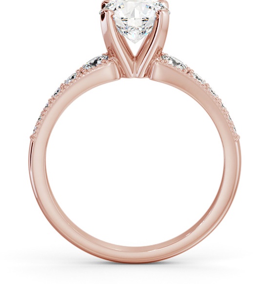 Round Diamond 4 Prong Engagement Ring 9K Rose Gold Solitaire with Graduating Side Stones ENRD163S_RG_THUMB1