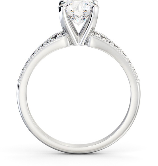 Round 4 Prong Ring 18K White Gold Solitaire Graduating Side Stones ENRD163S_WG_THUMB1 