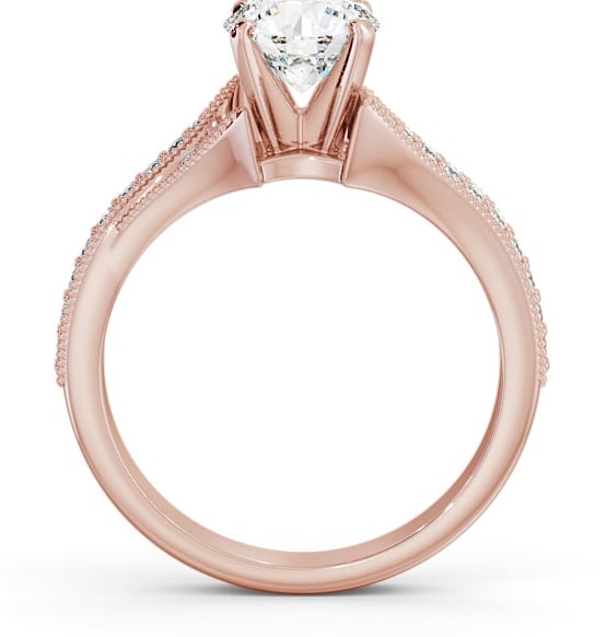 Round Diamond Vintage Style Engagement Ring 18K Rose Gold Solitaire ENRD164S_RG_THUMB1 