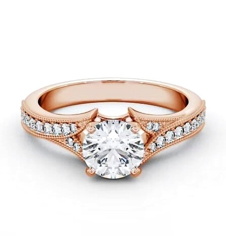 Round Diamond Vintage Style Engagement Ring 18K Rose Gold Solitaire ENRD164S_RG_THUMB1