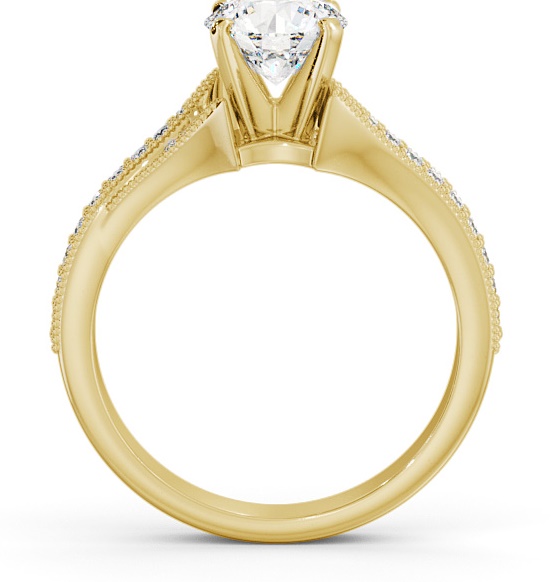 Round Diamond Vintage Style Engagement Ring 18K Yellow Gold Solitaire ENRD164S_YG_THUMB1 
