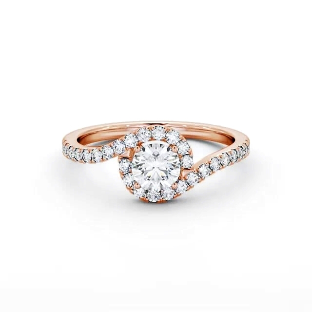 Halo Round Diamond Engagement Ring 18K Rose Gold - Indira ENRD165_RG_HAND