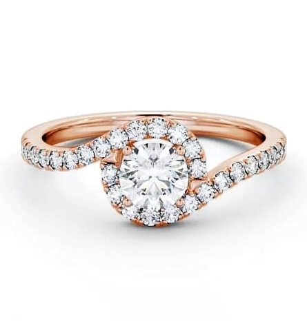 Halo Round Diamond Swirling Design Engagement Ring 9K Rose Gold ENRD165_RG_THUMB2 