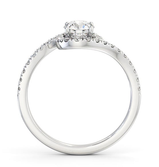 Halo Round Diamond Swirling Design Engagement Ring 9K White Gold ENRD165_WG_THUMB1