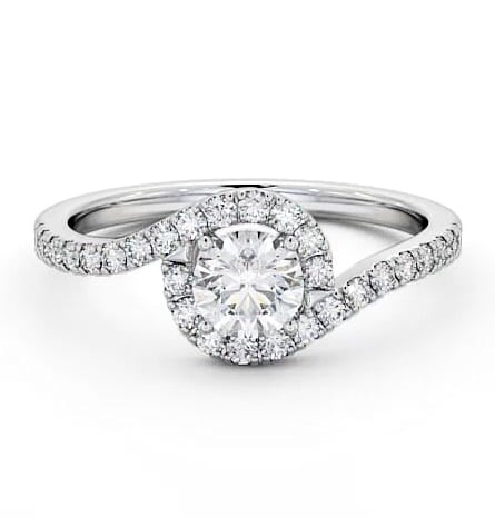 Halo Round Diamond Swirling Design Engagement Ring 9K White Gold ENRD165_WG_THUMB1