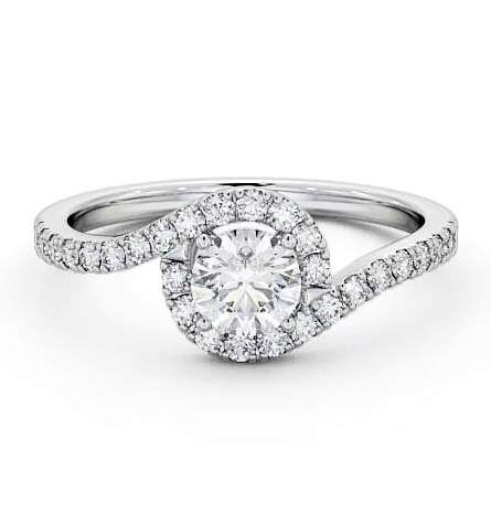 Halo Round Diamond Swirling Design Engagement Ring 18K White Gold ENRD165_WG_THUMB2 