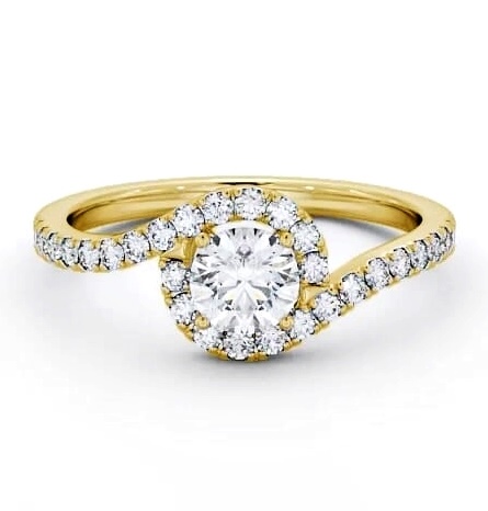 Halo Round Diamond Swirling Design Engagement Ring 9K Yellow Gold ENRD165_YG_THUMB1