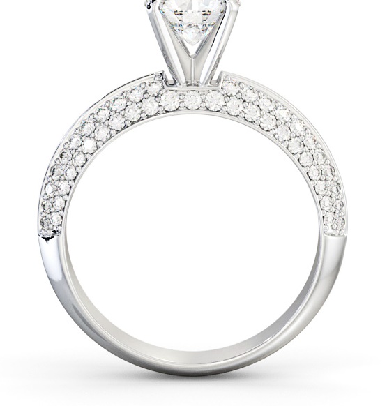 Round Ring 18K White Gold Solitaire with Pave Cluster Side Stones ENRD165S_WG_THUMB1 