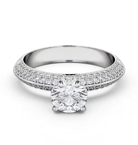 Round Ring Palladium Solitaire with Pave Cluster Side Stones ENRD165S_WG_THUMB1