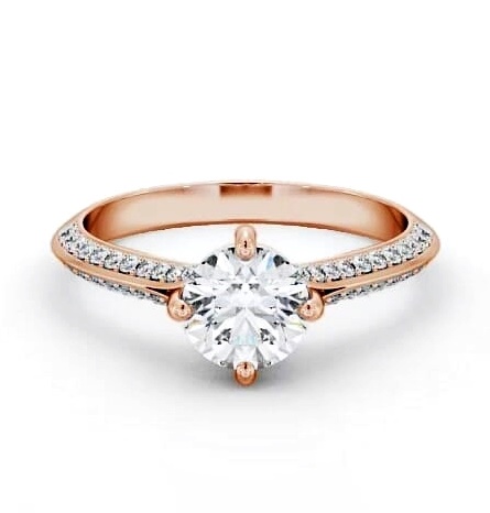 Round Diamond Knife Edge Band Engagement Ring 9K Rose Gold Solitaire ENRD166S_RG_THUMB1