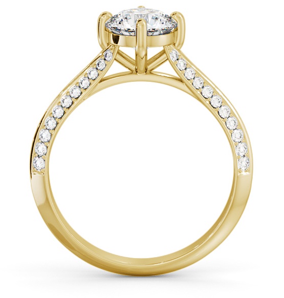 Round Diamond Knife Edge Band Ring 18K Yellow Gold Solitaire ENRD166S_YG_THUMB1 