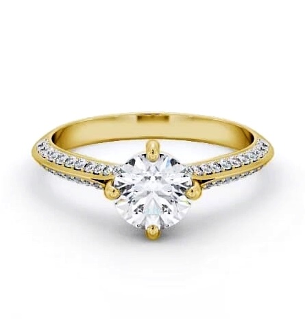 Round Diamond Knife Edge Band Engagement Ring 9K Yellow Gold Solitaire ENRD166S_YG_THUMB1