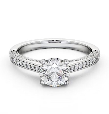 Round Diamond Glamorous Engagement Ring Platinum Solitaire ENRD167_WG_THUMB1