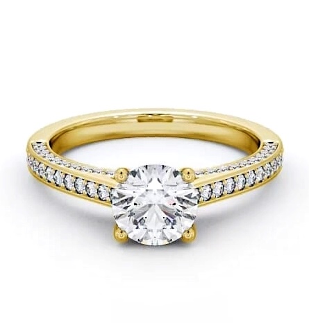 Round Diamond Glamorous Engagement Ring 18K Yellow Gold Solitaire ENRD167_YG_THUMB1