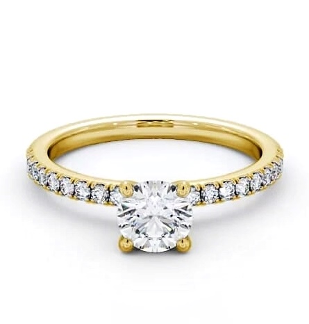 Round Diamond Sleek Engagement Ring 18K Yellow Gold Solitaire ENRD167S_YG_THUMB1