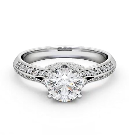 Vintage Style Lavish Engagement Ring Platinum Solitaire with Channel ENRD168_WG_THUMB1