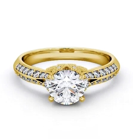 Vintage Style Lavish Engagement Ring 18K Yellow Gold Solitaire ENRD168_YG_THUMB1