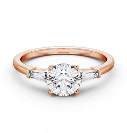 Round Ring 18K Rose Gold Solitaire with Tapered Baguette Side Stones ENRD168S_RG_THUMB1