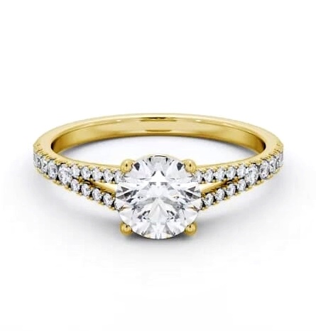 Round Diamond Split Band Engagement Ring 18K Yellow Gold Solitaire ENRD169S_YG_THUMB1