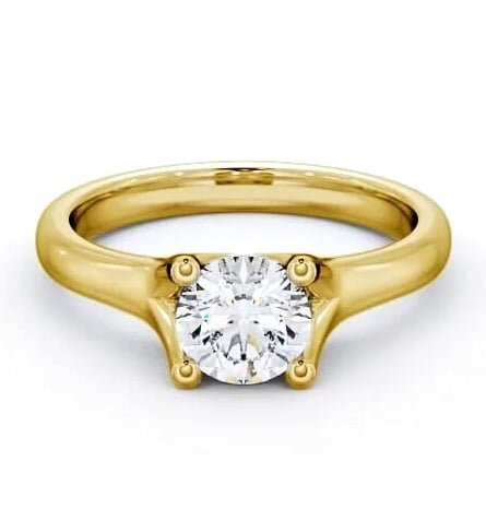 Round Diamond Split Band Engagement Ring 18K Yellow Gold Solitaire ENRD16_YG_THUMB1
