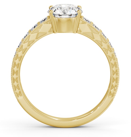 Vintage Style Textured Band Engagement Ring 18K Yellow Gold Solitaire ENRD170_YG_THUMB1 