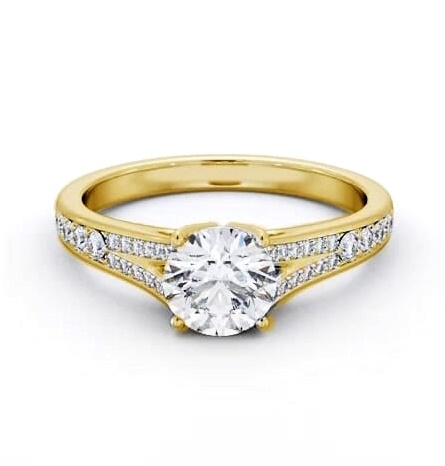 Round Diamond Split Channel Engagement Ring 18K Yellow Gold Solitaire ENRD170S_YG_THUMB1