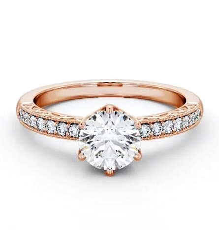Vintage Style Intricate Detail Engagement Ring 9K Rose Gold Solitaire ENRD171_RG_THUMB1