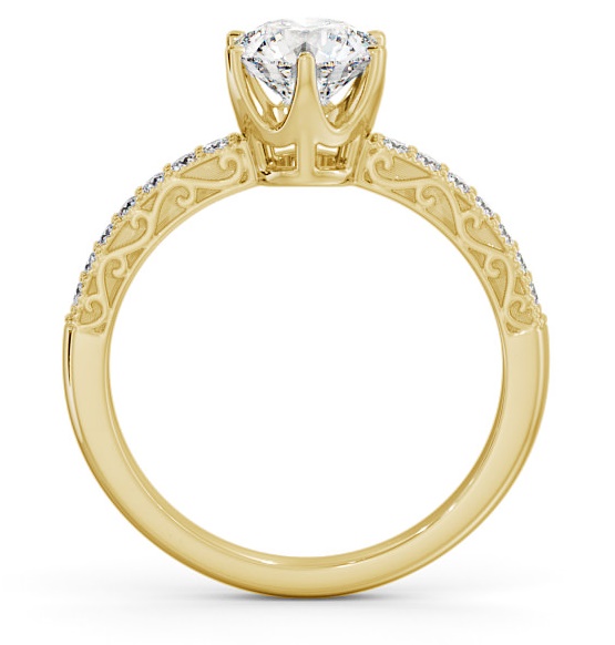 Vintage Style Intricate Detail Ring 9K Yellow Gold Solitaire ENRD171_YG_THUMB1 