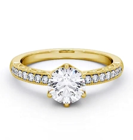 Vintage Style Intricate Detail Ring 9K Yellow Gold Solitaire ENRD171_YG_THUMB1