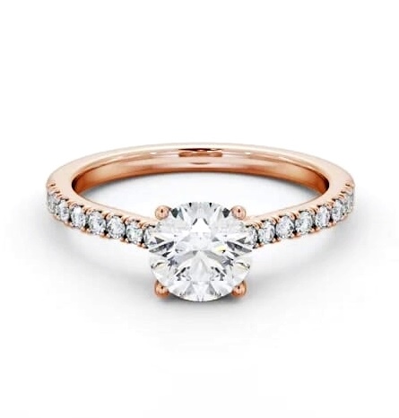 Round Diamond Trellis Design Engagement Ring 18K Rose Gold Solitaire ENRD171S_RG_THUMB1