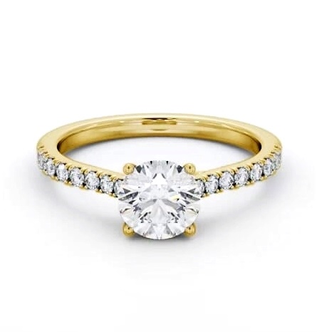 Round Diamond Trellis Design Engagement Ring 18K Yellow Gold Solitaire ENRD171S_YG_THUMB1