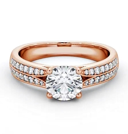 Vintage Style Double Channel Engagement Ring 9K Rose Gold Solitaire ENRD172_RG_THUMB1