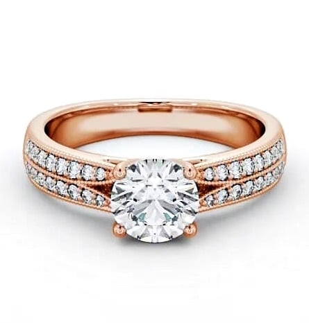 Vintage Style Double Channel Engagement Ring 18K Rose Gold Solitaire ENRD172_RG_THUMB2 