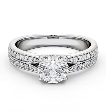 Vintage Style Double Channel Engagement Ring Platinum Solitaire ENRD172_WG_THUMB2 