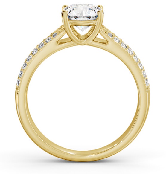 Vintage Style Double Channel Engagement Ring 9K Yellow Gold Solitaire ENRD172_YG_THUMB1 