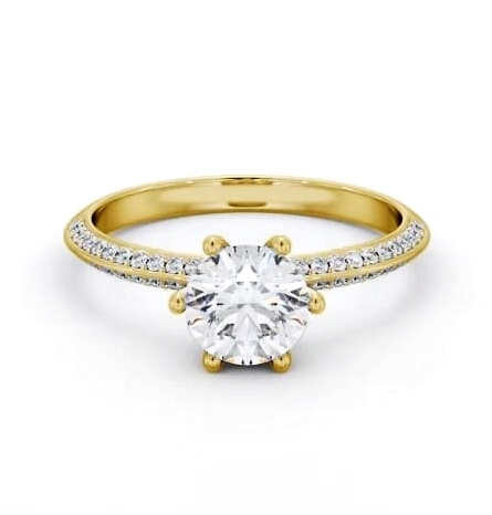 Round Diamond Knife Edge Engagement Ring 18K Yellow Gold Solitaire ENRD172S_YG_THUMB1