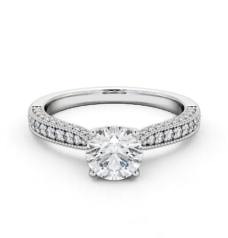 Vintage Style Exquisite Engagement Ring Platinum Solitaire ENRD173_WG_THUMB2 
