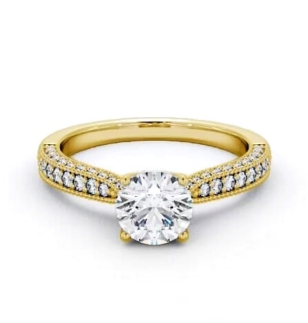 Vintage Style Exquisite Engagement Ring 18K Yellow Gold Solitaire ENRD173_YG_THUMB1