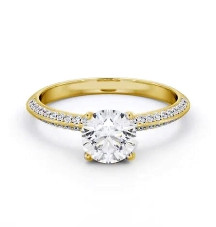 Round Diamond Knife Edge Engagement Ring 18K Yellow Gold Solitaire ENRD173S_YG_THUMB1