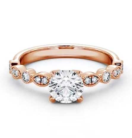 Vintage Style Unique Band Engagement Ring 18K Rose Gold Solitaire ENRD174_RG_THUMB1