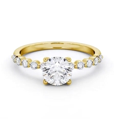 Round Diamond Engagement Ring 18K Yellow Gold Solitaire with Tension ENRD174S_YG_THUMB2 