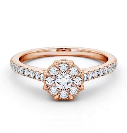 Halo Round Diamond Cluster Engagement Ring 18K Rose Gold ENRD175_RG_THUMB1