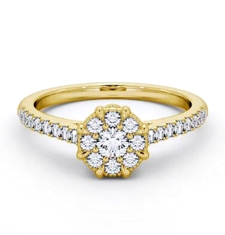 Halo Round Diamond Cluster Engagement Ring 9K Yellow Gold ENRD175_YG_THUMB1