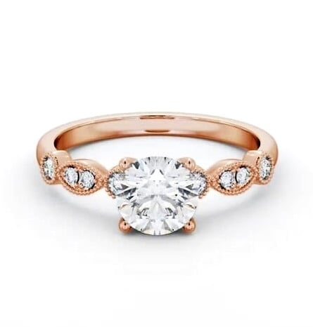 Round Diamond Vintage Style Engagement Ring 18K Rose Gold Solitaire ENRD175S_RG_THUMB2 