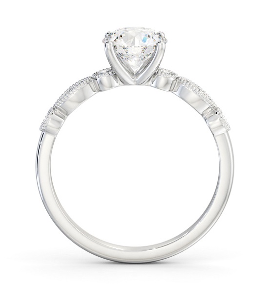 Round Diamond Vintage Style Engagement Ring 18K White Gold Solitaire ENRD175S_WG_THUMB1 