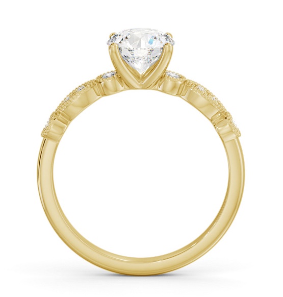 Round Diamond Vintage Style Engagement Ring 18K Yellow Gold Solitaire ENRD175S_YG_THUMB1 