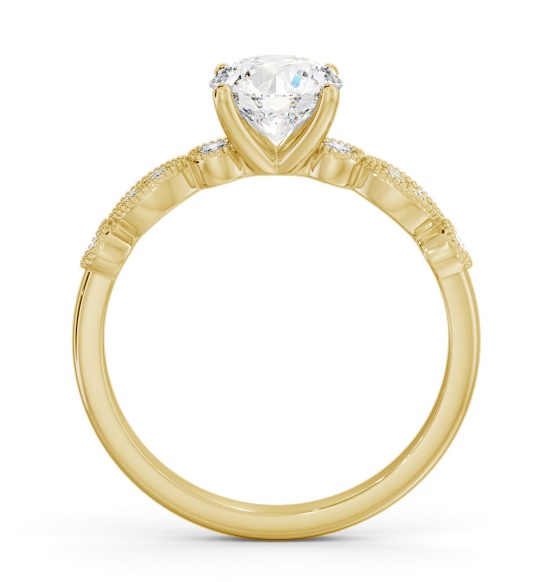 Round Diamond Vintage Style Engagement Ring 18K Yellow Gold Solitaire ENRD175S_YG_THUMB1 