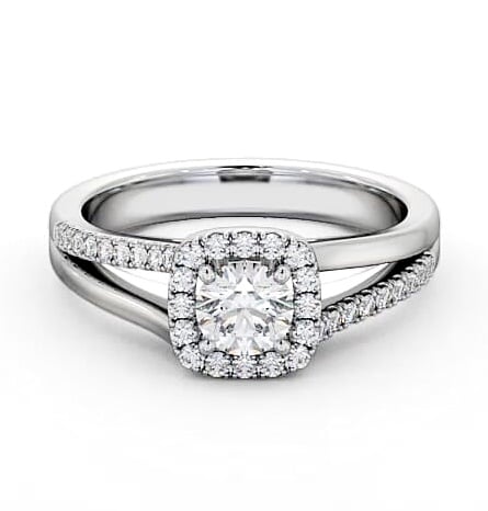 Halo Round Diamond Unique Style Engagement Ring 18K White Gold ENRD176_WG_THUMB1