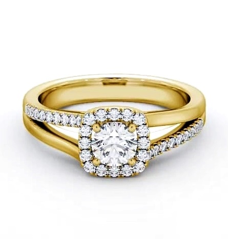 Halo Round Diamond Unique Style Engagement Ring 9K Yellow Gold ENRD176_YG_THUMB1