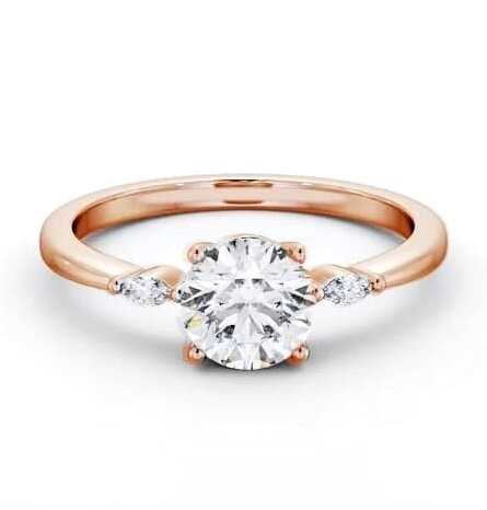 Round Ring 18K Rose Gold Solitaire with Marquise Shape Side Stones ENRD176S_RG_THUMB1